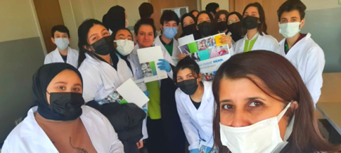 Turkish students in masks